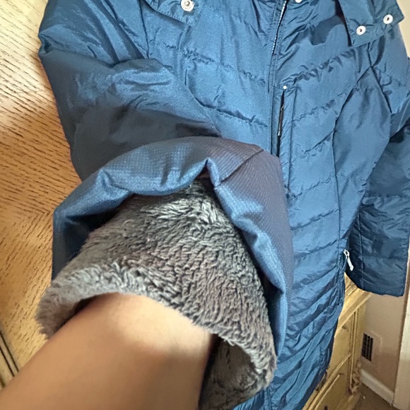 Eddie Bauer Sun Valley Down Parka Coat Women's Navy Blue Puffer Hood size L - Picture 6 of 13